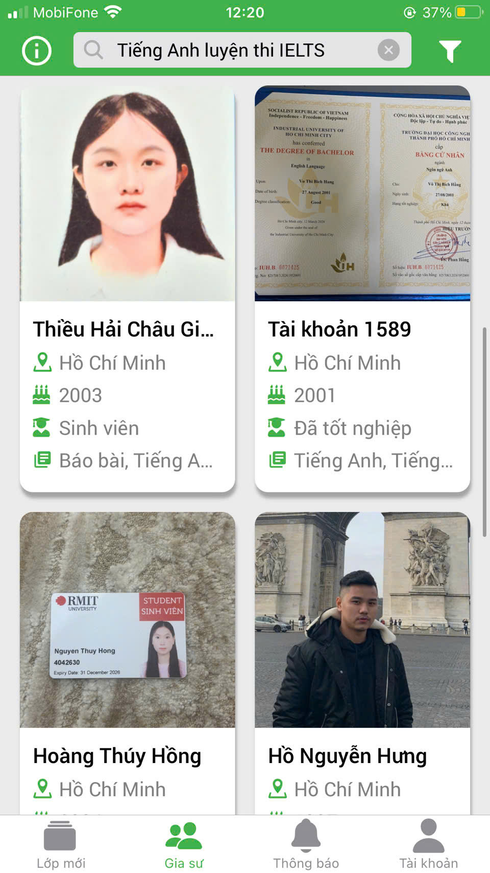 dạy kèm luyện thi ielts